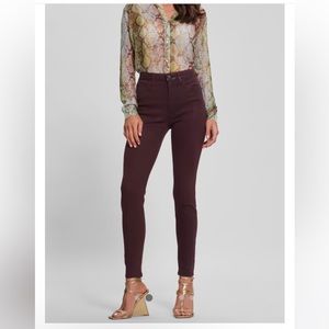 Guess 1981 Coated Sexy Curve Jeans in Burgundy, SZ 28